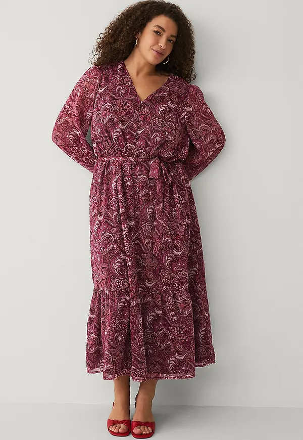 Ellos Plus collection - Chiffongklänning med volanger - Rosa