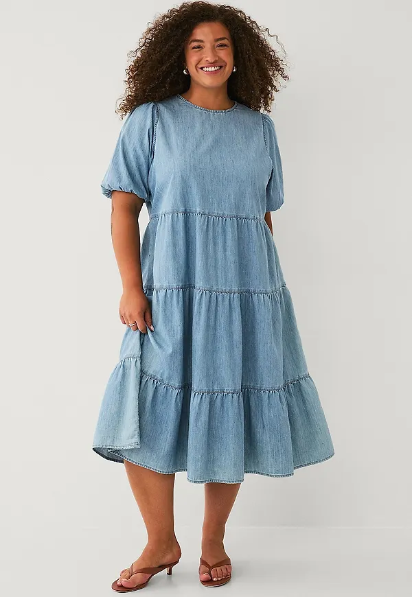 Ellos Plus collection - Denimklänning Med Våder - Blå