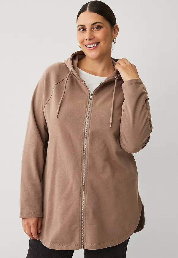 Ellos Plus collection - Huvtröja med dragkedja - Brun