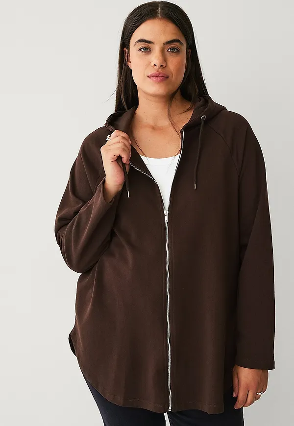 Ellos Plus collection - Huvtröja med dragkedja - Brun