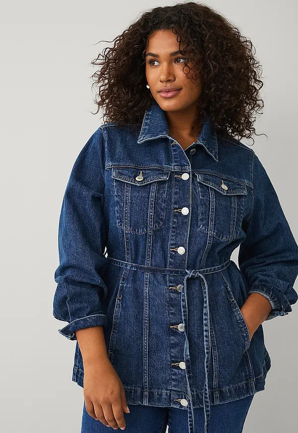 Ellos Plus collection - Jeansjacka med knytskärp - Blå
