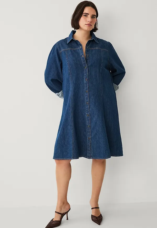 Ellos Plus collection - Jeansklänning med puffärmar - Blå