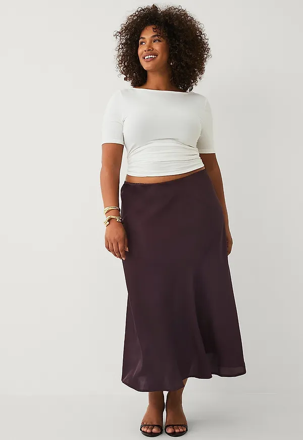 Ellos Plus collection - Kjol i satin - Röd