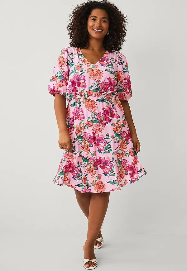 Ellos Plus collection - Klänning med ballongärm - Rosa