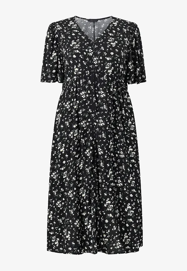 Ellos Plus collection - Klänning Med Knappar - Svart