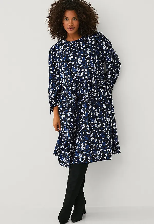 Ellos Plus collection - Klänning med puffärm - Blå