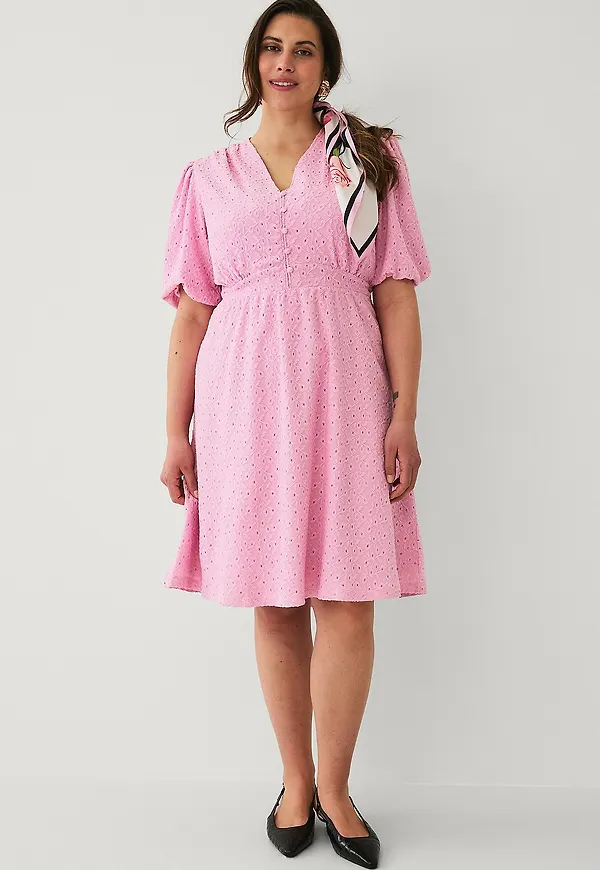 Ellos Plus collection - Klänning med puffärmar - Rosa