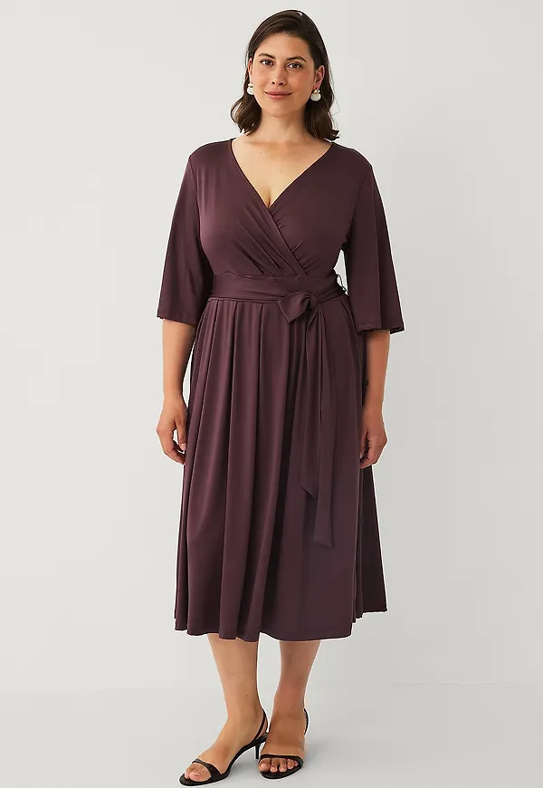 Ellos Plus collection - Klänning med trumpetärmar - Brun