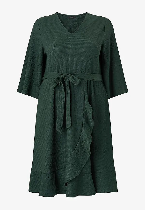 Ellos Plus collection - Klänning med volangdetalj - Grön