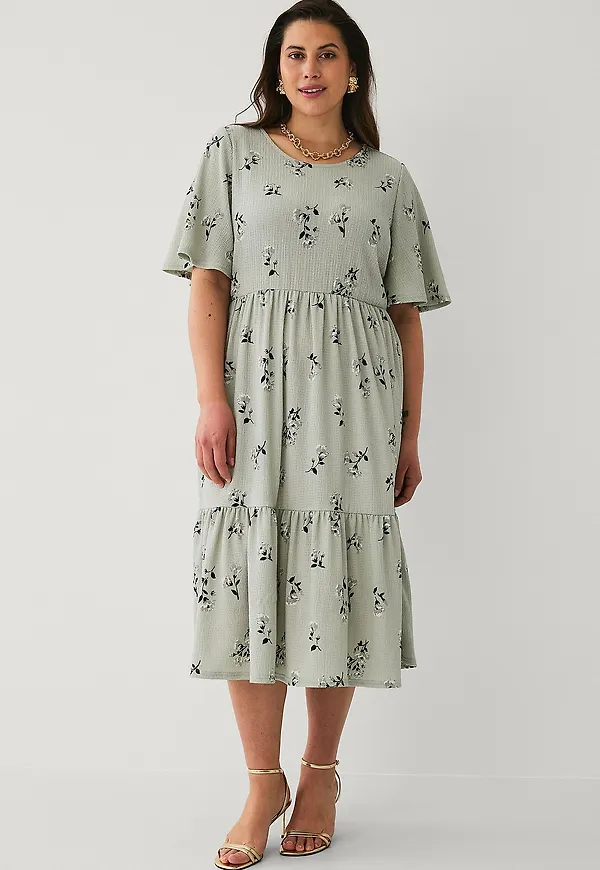 Ellos Plus collection - Klänning Med Volanger - Grön