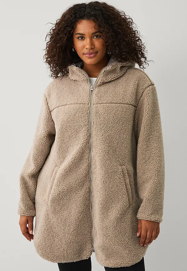 Ellos Plus collection - Lång, fodrad pilejacka - Beige
