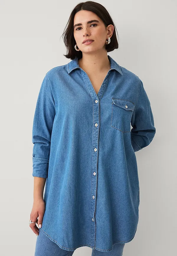 Ellos Plus collection - Lång jeansskjorta - Blå