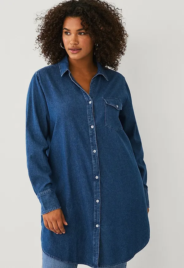 Ellos Plus collection - Lång jeansskjorta - Blå