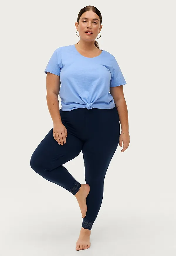 Ellos Plus collection - Leggings med spets - Blå
