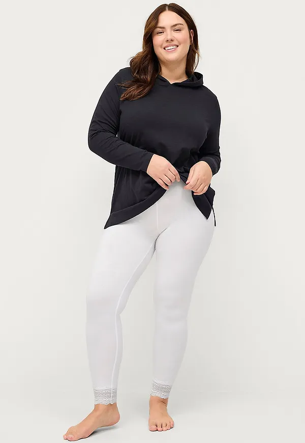 Ellos Plus collection - Leggings med spets - Vit