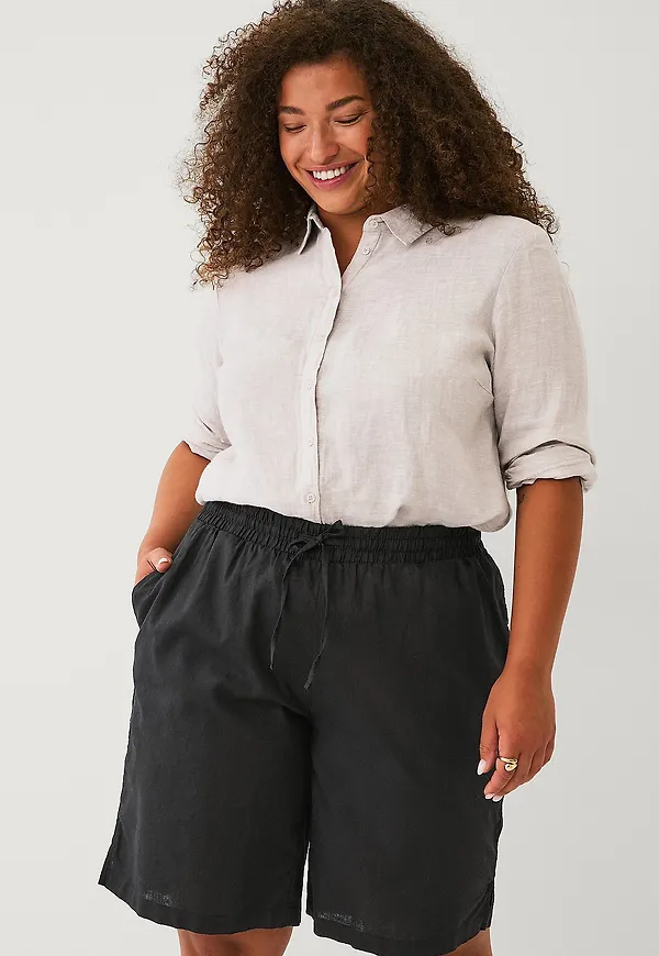 Ellos Plus collection - Linneshorts - Svart