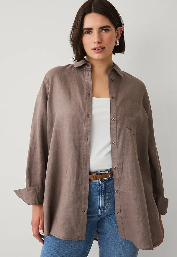 Ellos Plus collection - Linneskjorta - Brun
