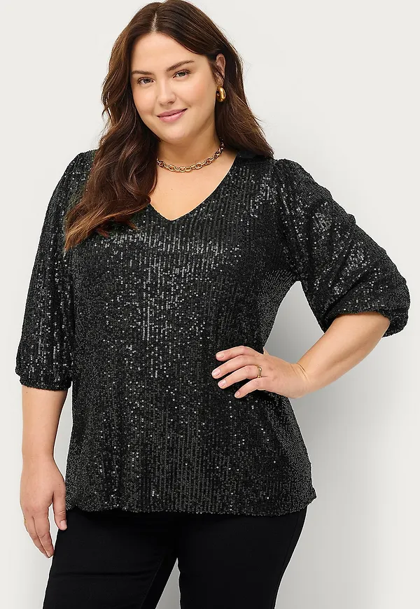 Ellos Plus collection - Topp med paljetter - Svart