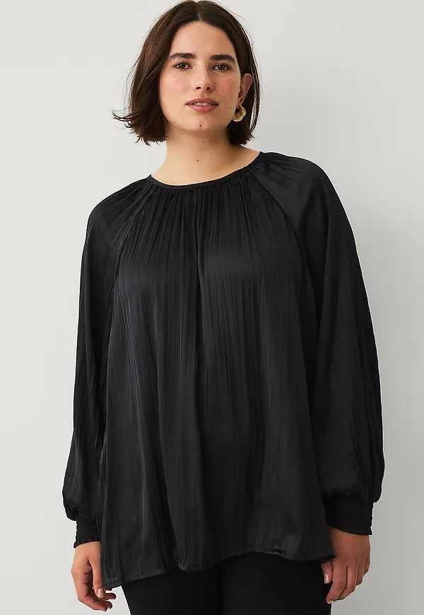Ellos Plus collection - Plisserad blus - Svart