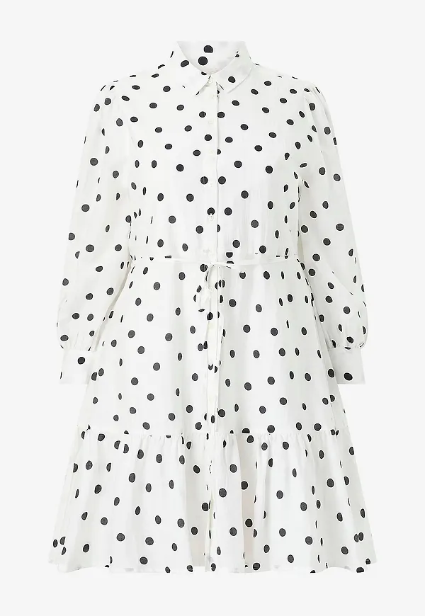 Ellos Plus collection - Skjortklänning med volang - Vit – Ellos