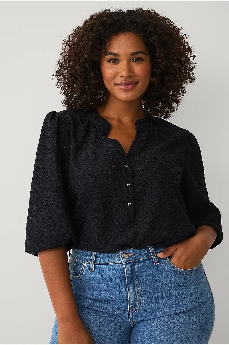 Ellos Plus collection - Spetsblus - Svart
