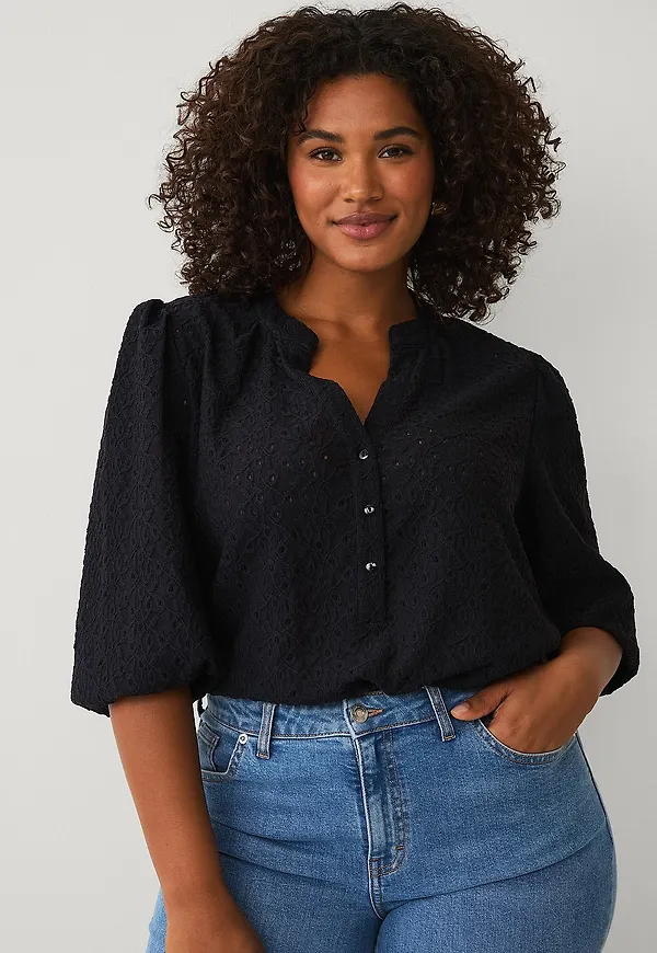 Ellos Plus collection - Spetsblus - Svart