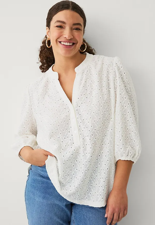 Ellos Plus collection - Spetsblus - Vit