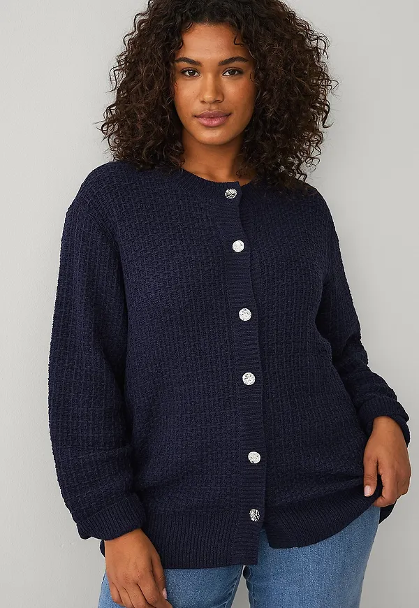 Ellos Plus collection - Stickad cardigan - Blå