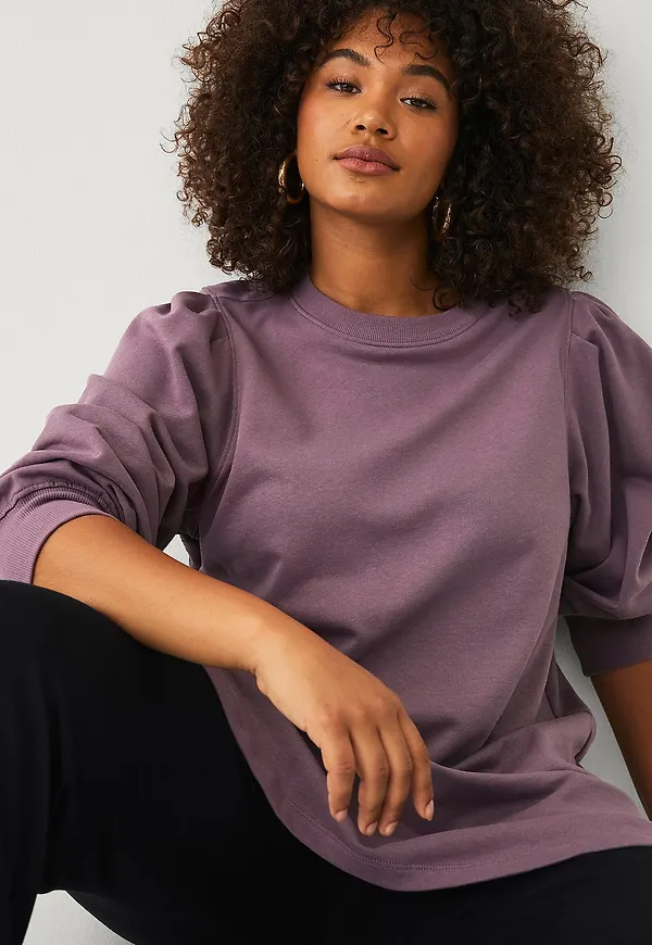 Ellos Plus collection - Sweatshirt med puffärm - Brun