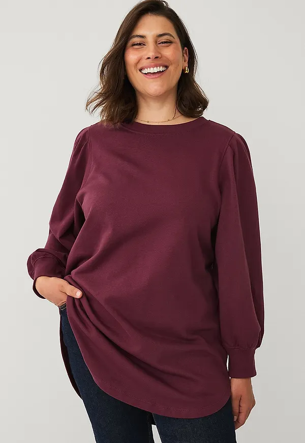 Ellos Plus collection - Sweatshirt med puffärm - Röd
