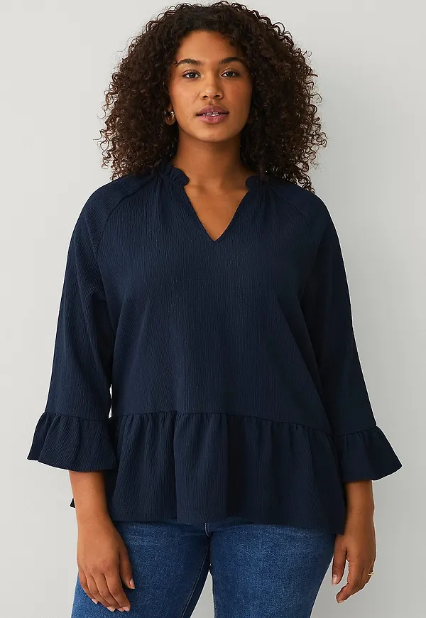 Ellos Plus collection - Topp i strukturjersey - Blå