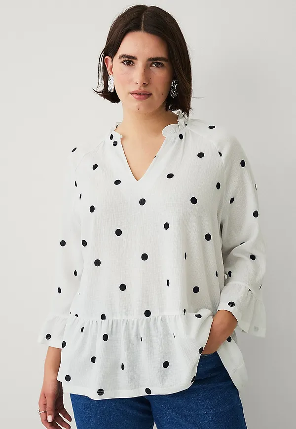 Ellos Plus collection - Topp i strukturjersey - Vit