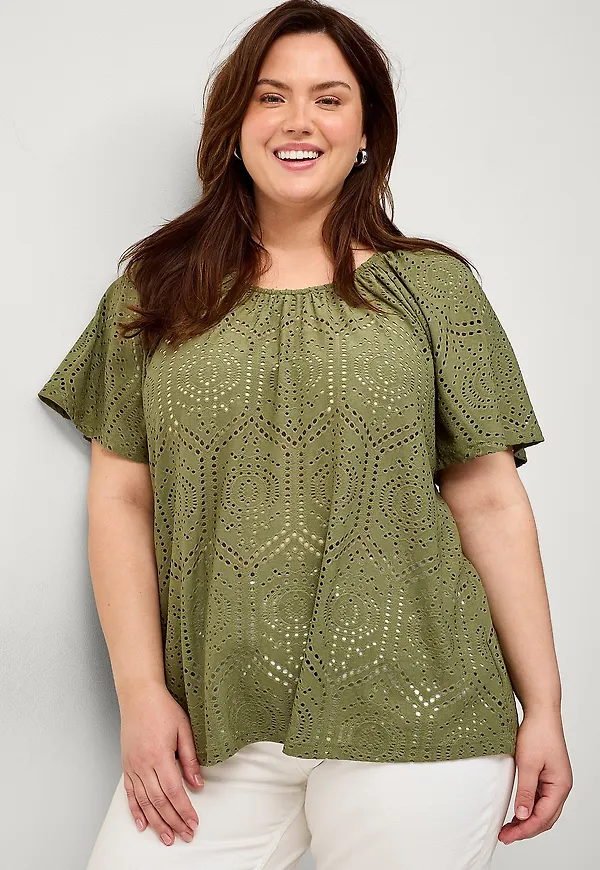 Ellos Plus collection - Topp Lacy - Grön