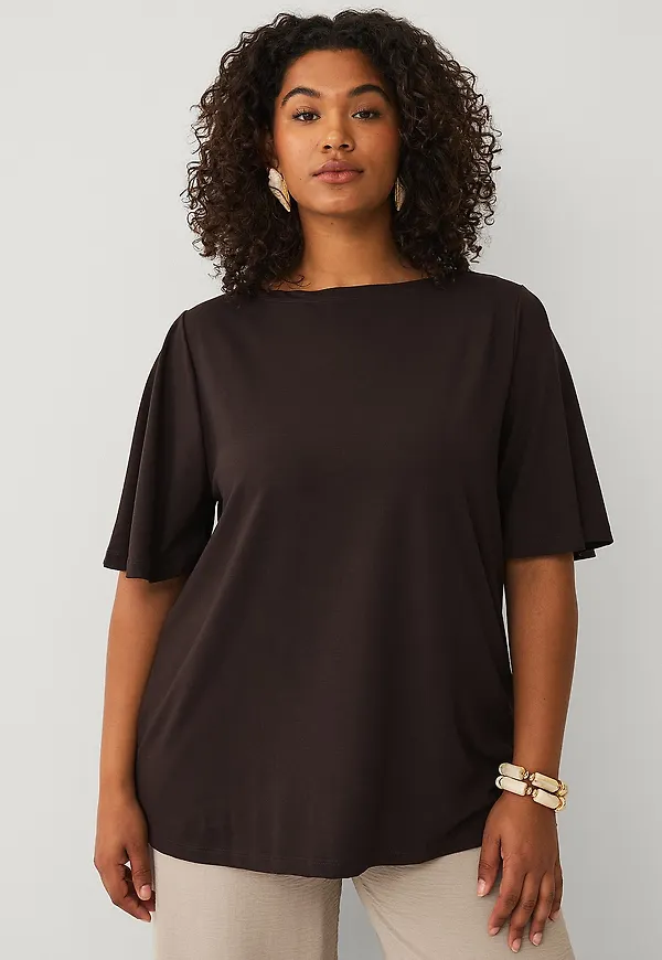 Ellos Plus collection - Topp med båthals - Brun