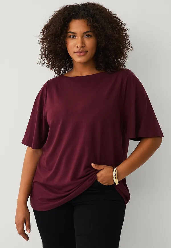 Ellos Plus collection - Topp med båthals - Röd