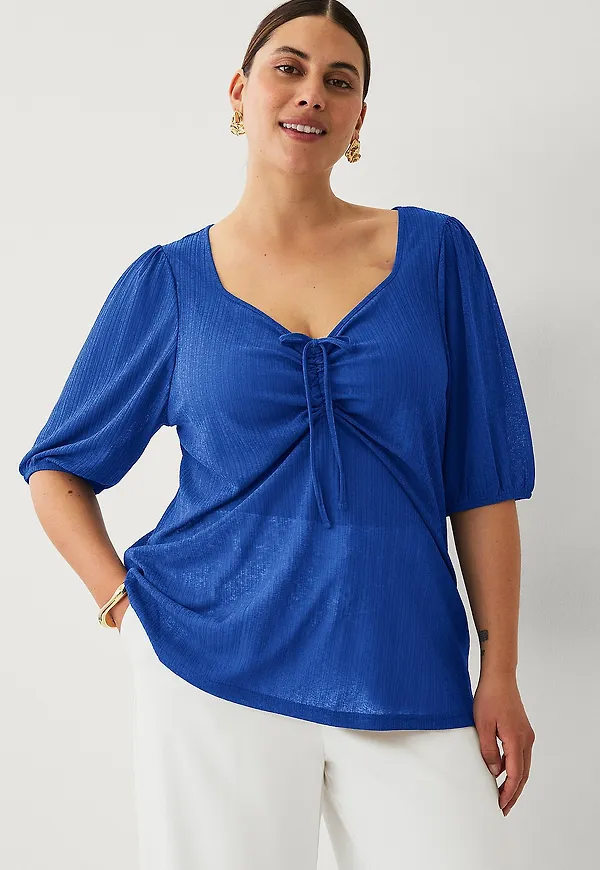 Ellos Plus collection - Topp Med Puffärm - Blå