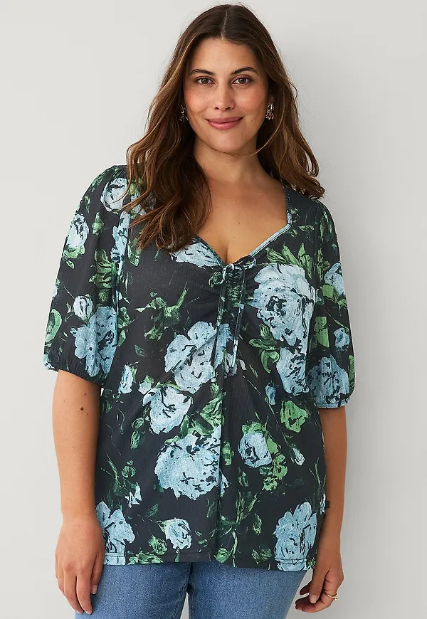 Ellos Plus collection - Topp Med Puffärm - Svart