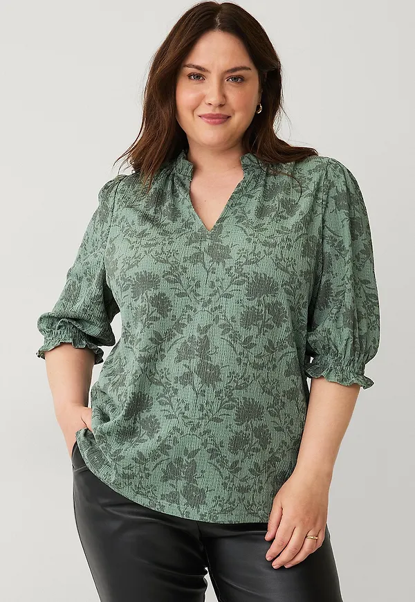 Ellos Plus collection - Topp med puffärmar - Grön