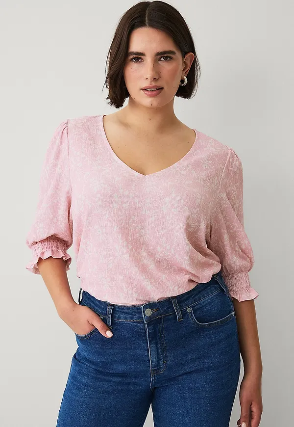 Ellos Plus collection - Topp med puffärmar - Rosa
