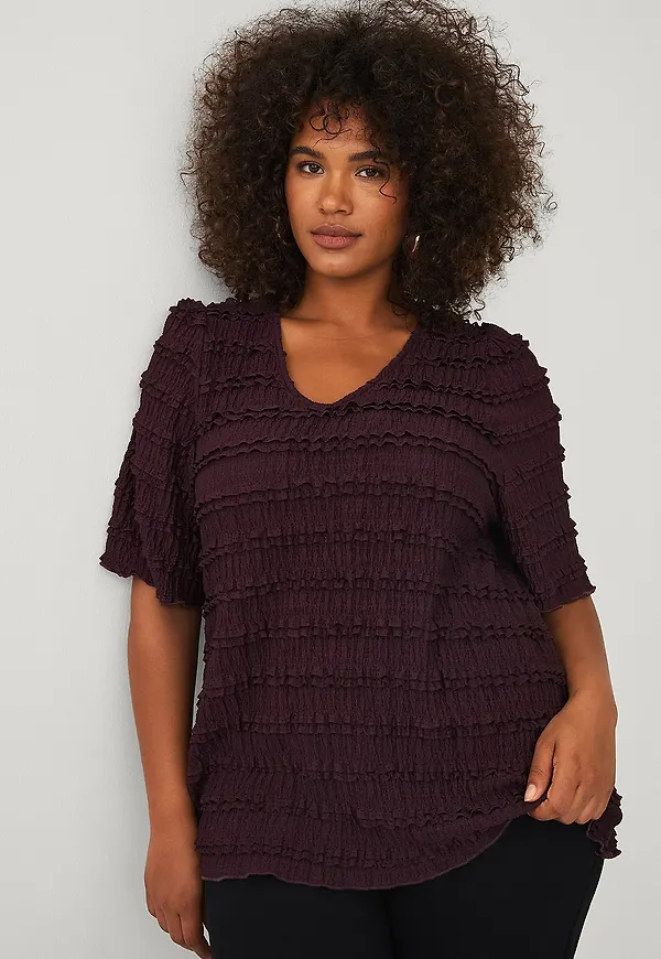 Ellos Plus collection - Topp med spetsdetaljer - Brun