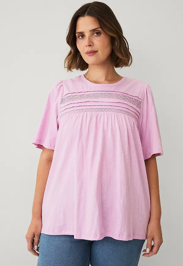 Ellos Plus collection - Topp med spetsdetaljer - Rosa