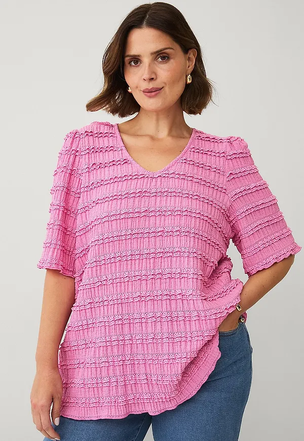 Ellos Plus collection - Topp med spetsdetaljer - Rosa