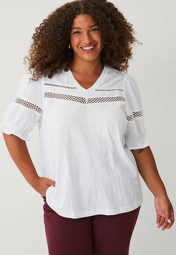 Ellos Plus collection - Topp med spetsdetaljer - Vit