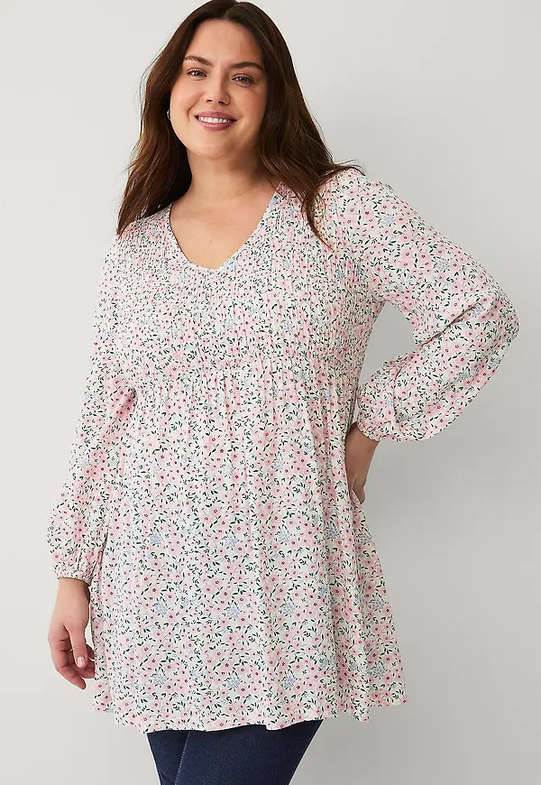 Ellos Plus collection - Tunika med smock - Rosa