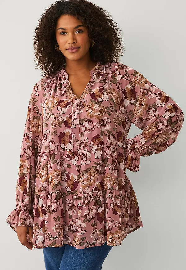 Ellos Plus collection - Tunika med volanger - Rosa