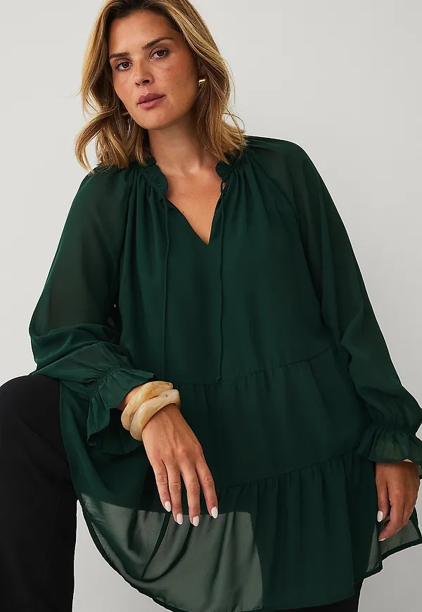 Ellos Plus collection - Tunika med volanger - Svart