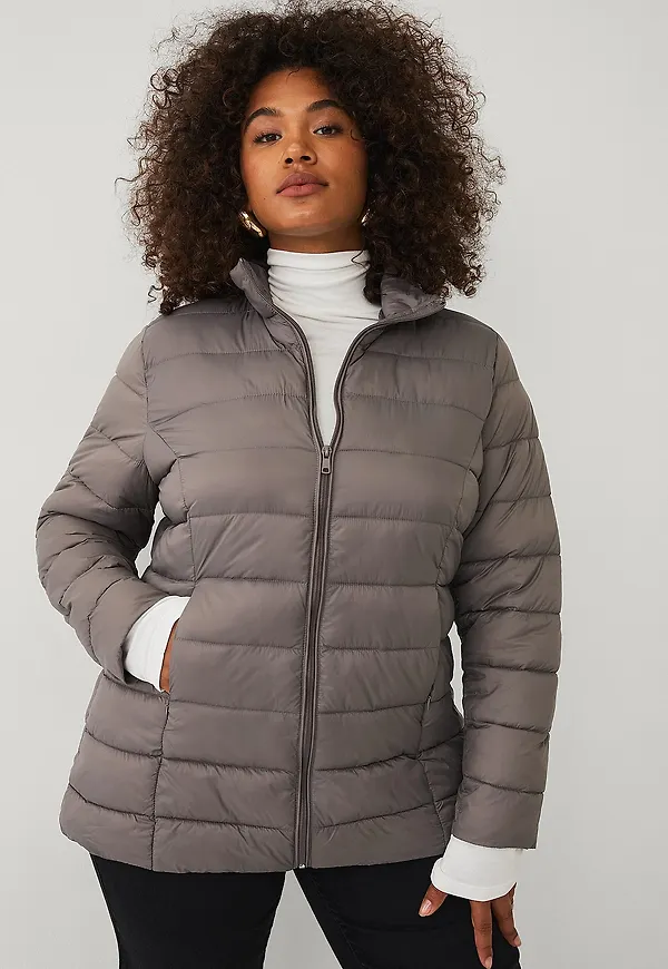 Ellos Plus collection - Vadderad lättviktsjacka - Brun