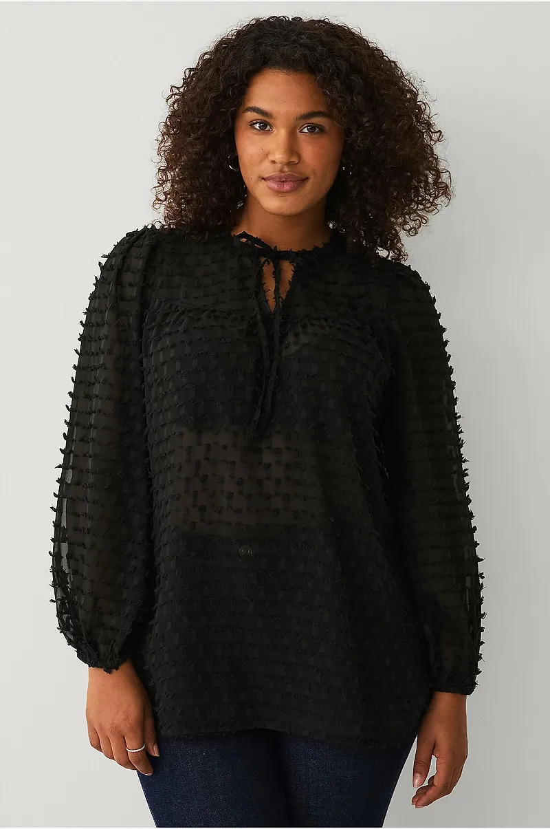 Ellos Plus collection - Vid blus med ballongärmar - Svart