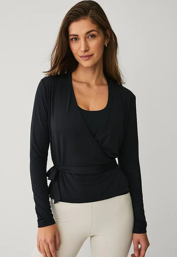 Ellos STUDIO - Träningstopp Wrap Top Soft - Svart