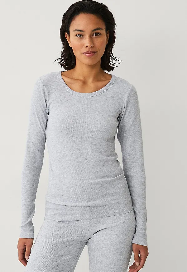 Ellos STUDIO - Yogatopp LS Tee Soft Rib - Grå